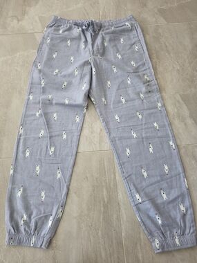 ​GAP Womens Medium Pajama Pants Light Blue Flannel Polar Bear Christmas...